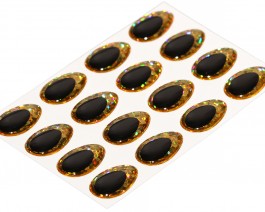 3D Epoxy Teardrop Eyes, Holographic Gold, 15 mm